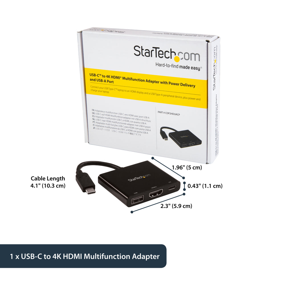 Startech.com CDP2HDUACP USB-C to HDMI Adapter, 4K 30Hz, Mac & Windows, Thunderbolt 3 Compatible