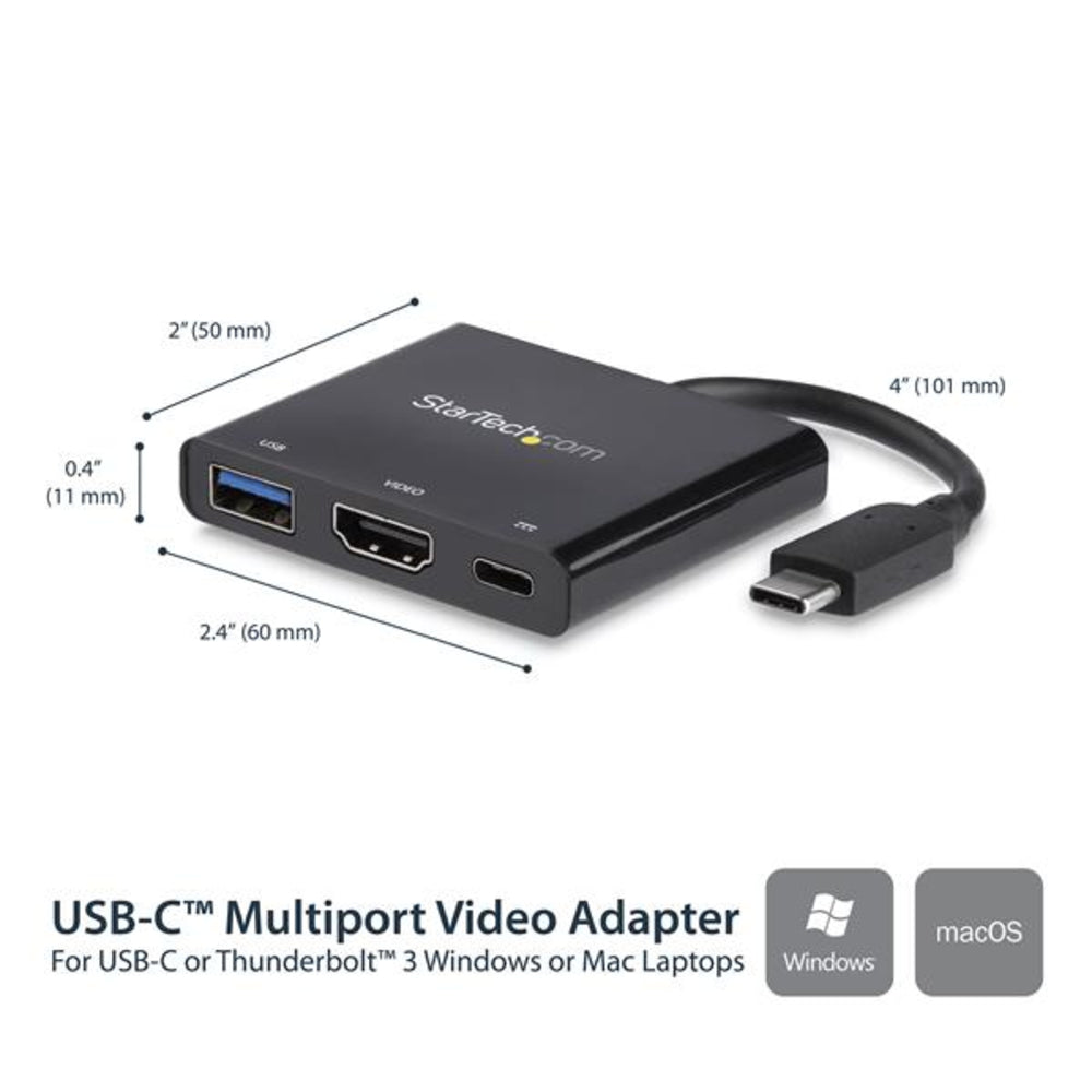 Startech.com CDP2HDUACP USB-C to HDMI Adapter, 4K 30Hz, Mac & Windows, Thunderbolt 3 Compatible
