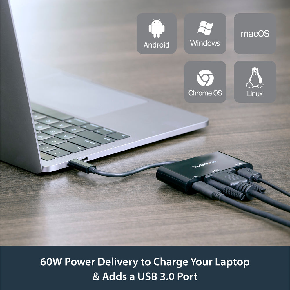 STARTECH.COM CDP2VGAUACP USB C VGA MULTIPORT ADAPTER 3.0 PORT 60W PD CONNECT