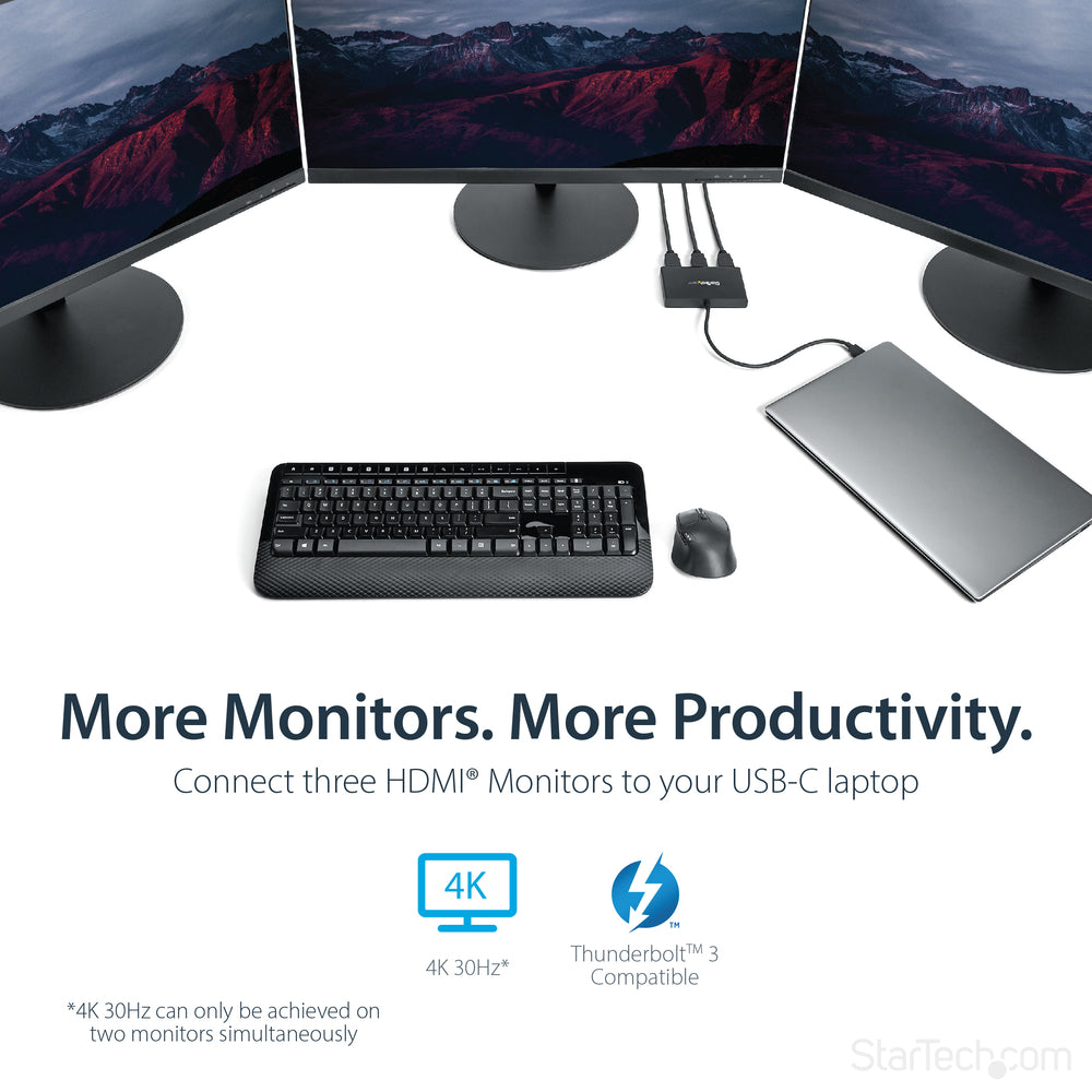 Startech.Com Mstcdp123Hd Usb Type-C Multi-Monitor Adapter Can Drive 2X 4K 30Hz