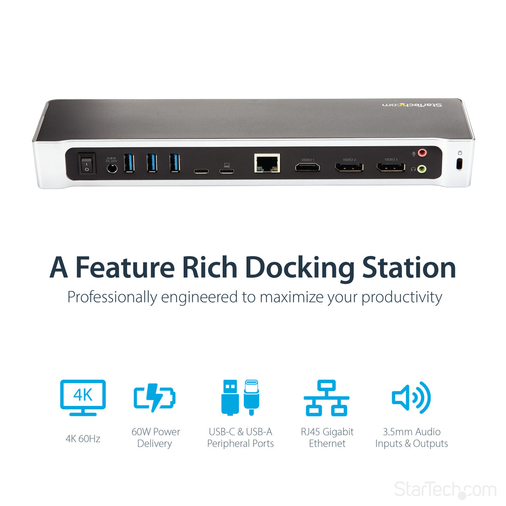 Startech.com DK30CH2DPPD USB-C Dock with 4K Triple Monitor Support