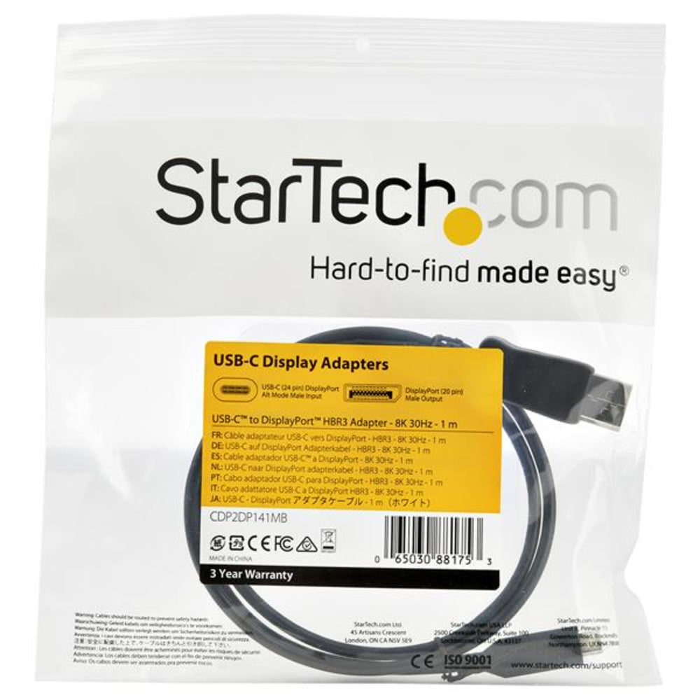 StarTech.com CDP2DP141MB StarTech Cable 3.3ft USB-C to DisplayPort Adapter CB