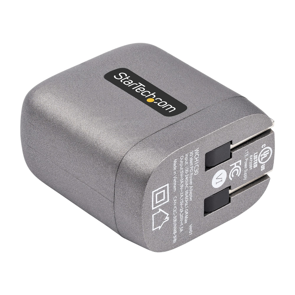 STARTECH.COM WCH1C30 30 WATT GAN PD UNIVERSAL USB-C LAPTOP AC WALL CHARGER 6FT