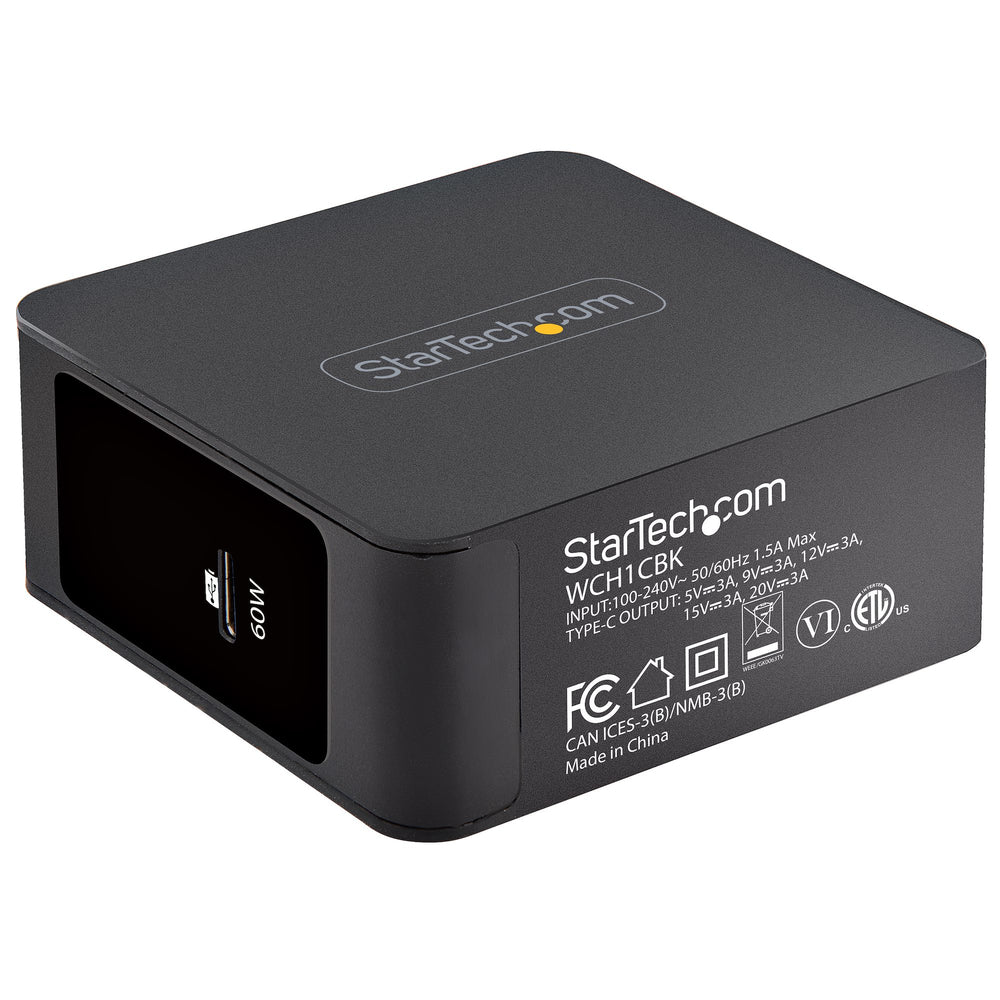 StarTech WCH1CBK USB-C Wall Charger - Compact 60W Power Delivery