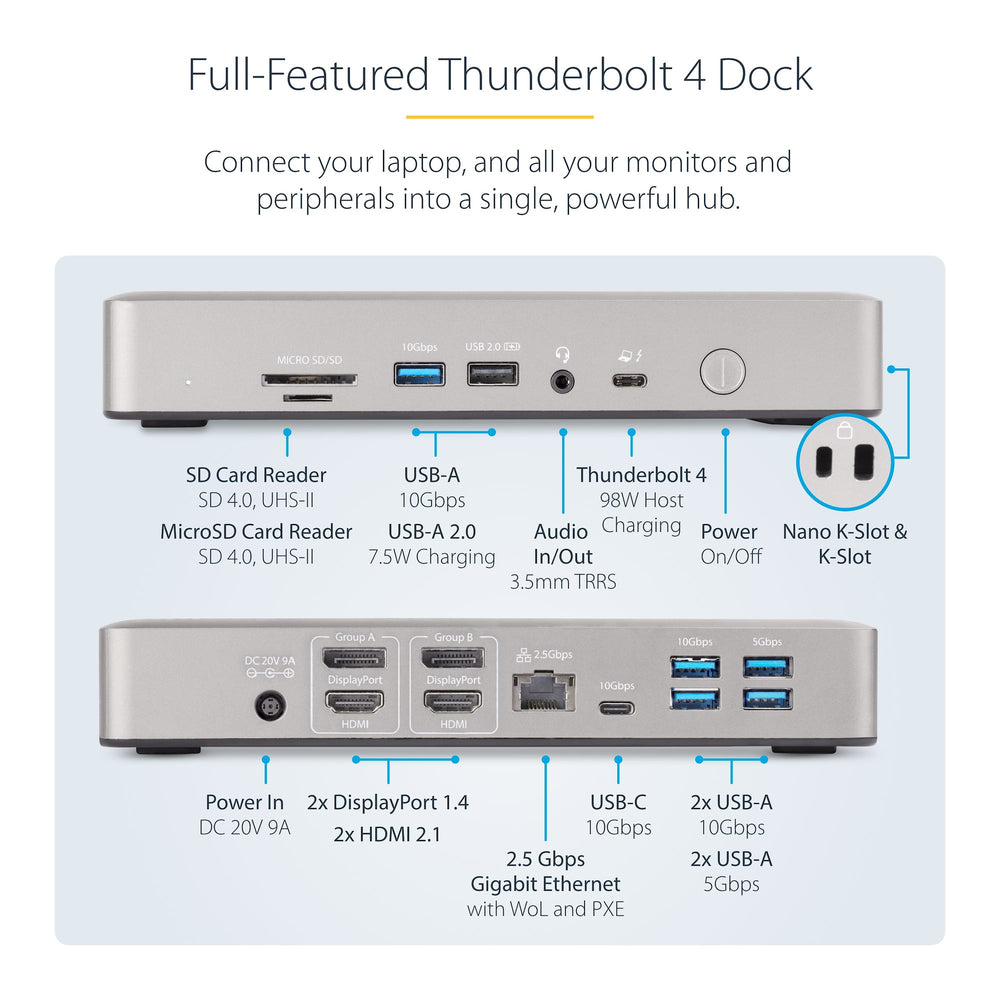 Startech 132N-TB4USB4DOCK Thunderbolt 4 Docking Station 2X HDMI DisplayPort