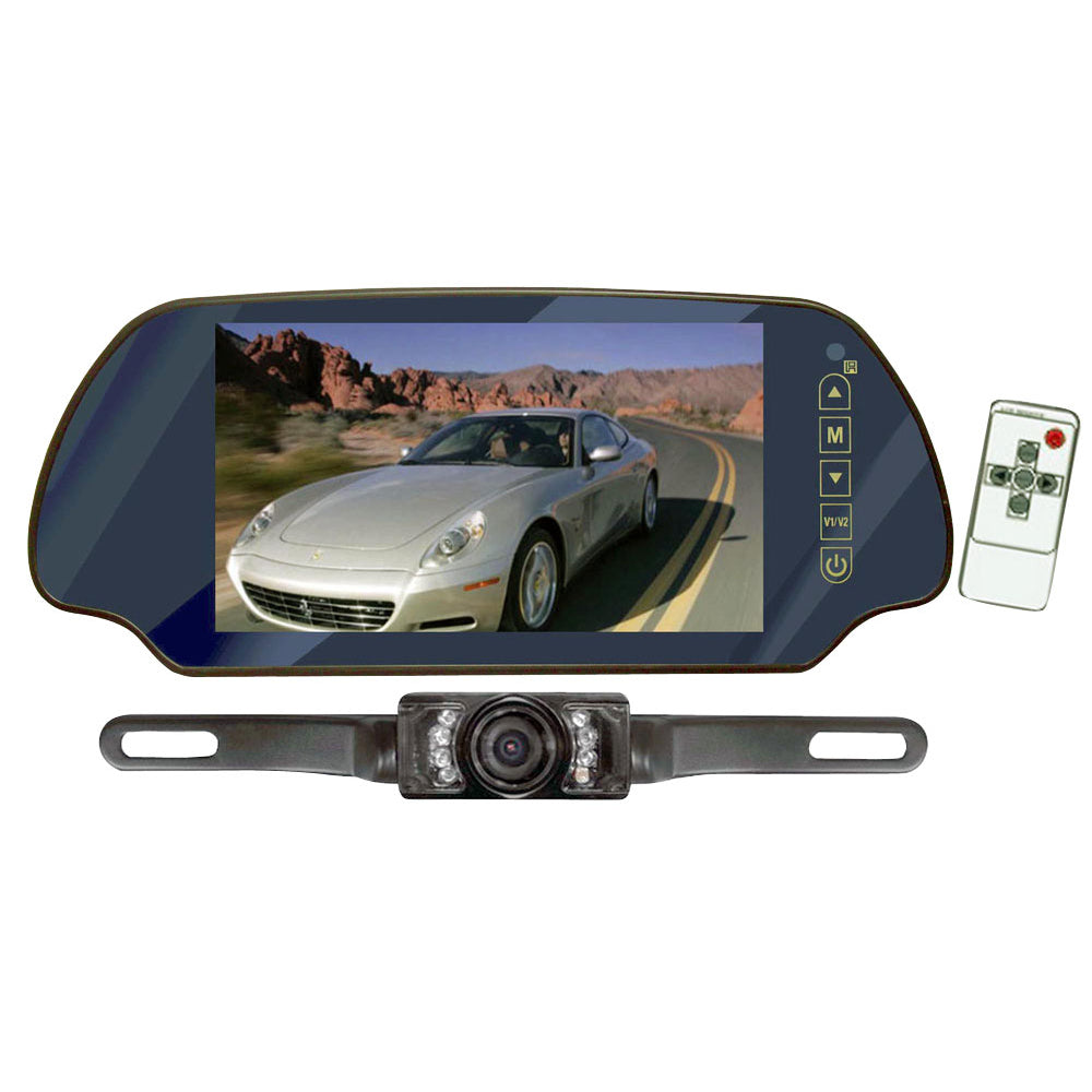 Pyle Plcm7200 7" Rear View Mirror Monitor with Backup Camera Image 1
