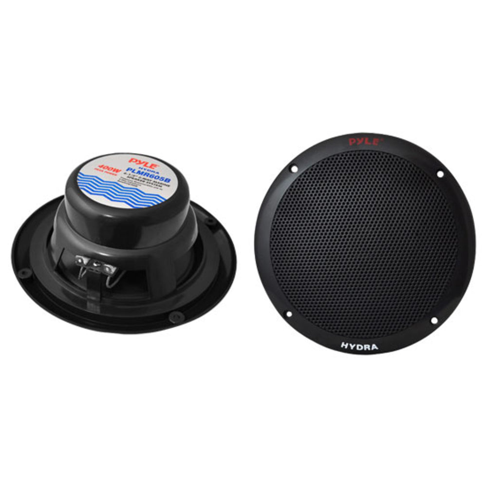 Pyle PLMR605B 6 1/2'' Dual Cone Marine Speakers - Black 400W Max