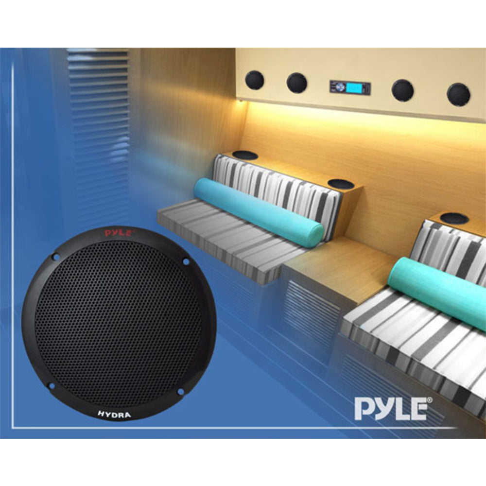 Pyle PLMR605B 6 1/2'' Dual Cone Marine Speakers - Black 400W Max
