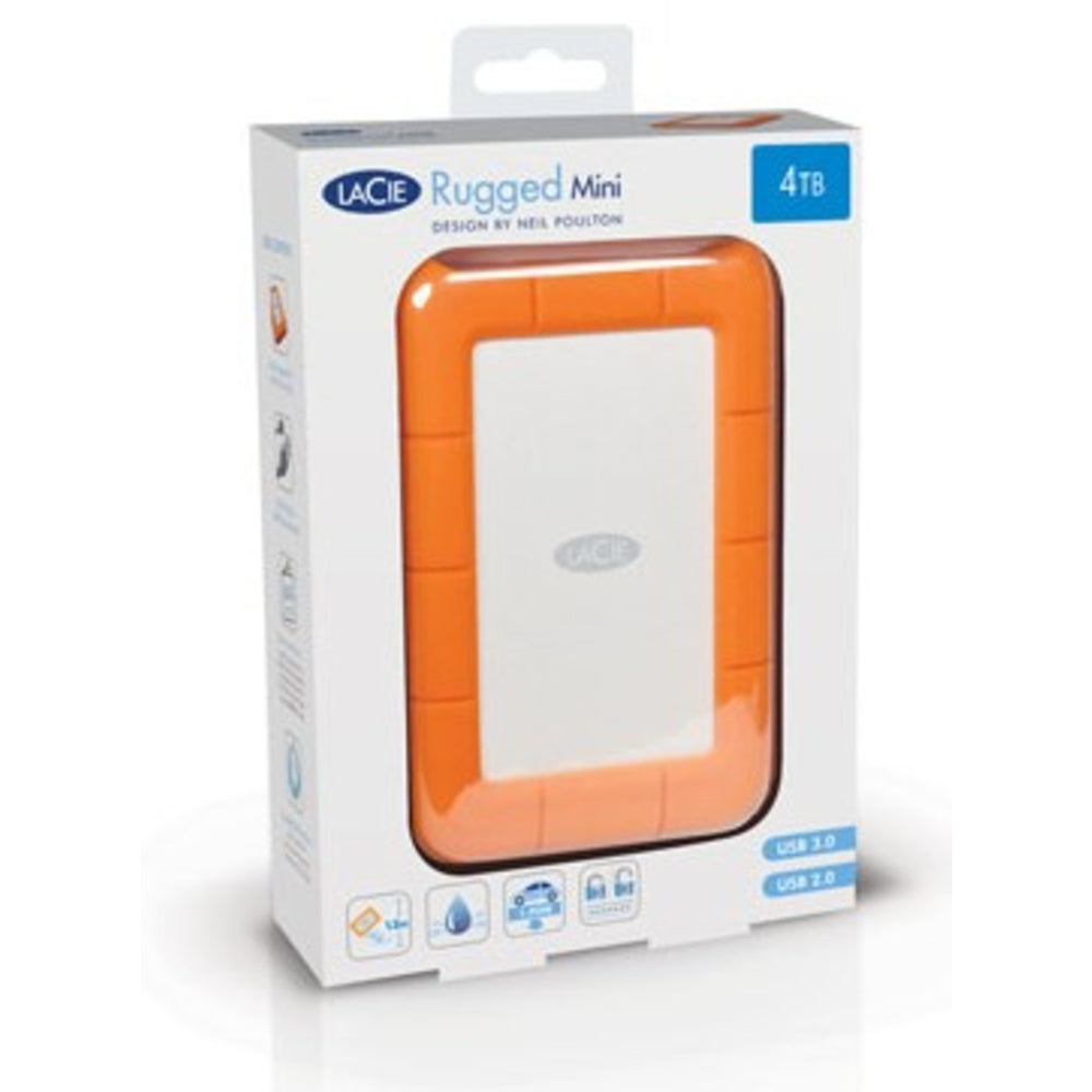 LaCie LAC9000633 Rugged Mini 4TB External Hard Drive USB3.0 Orange