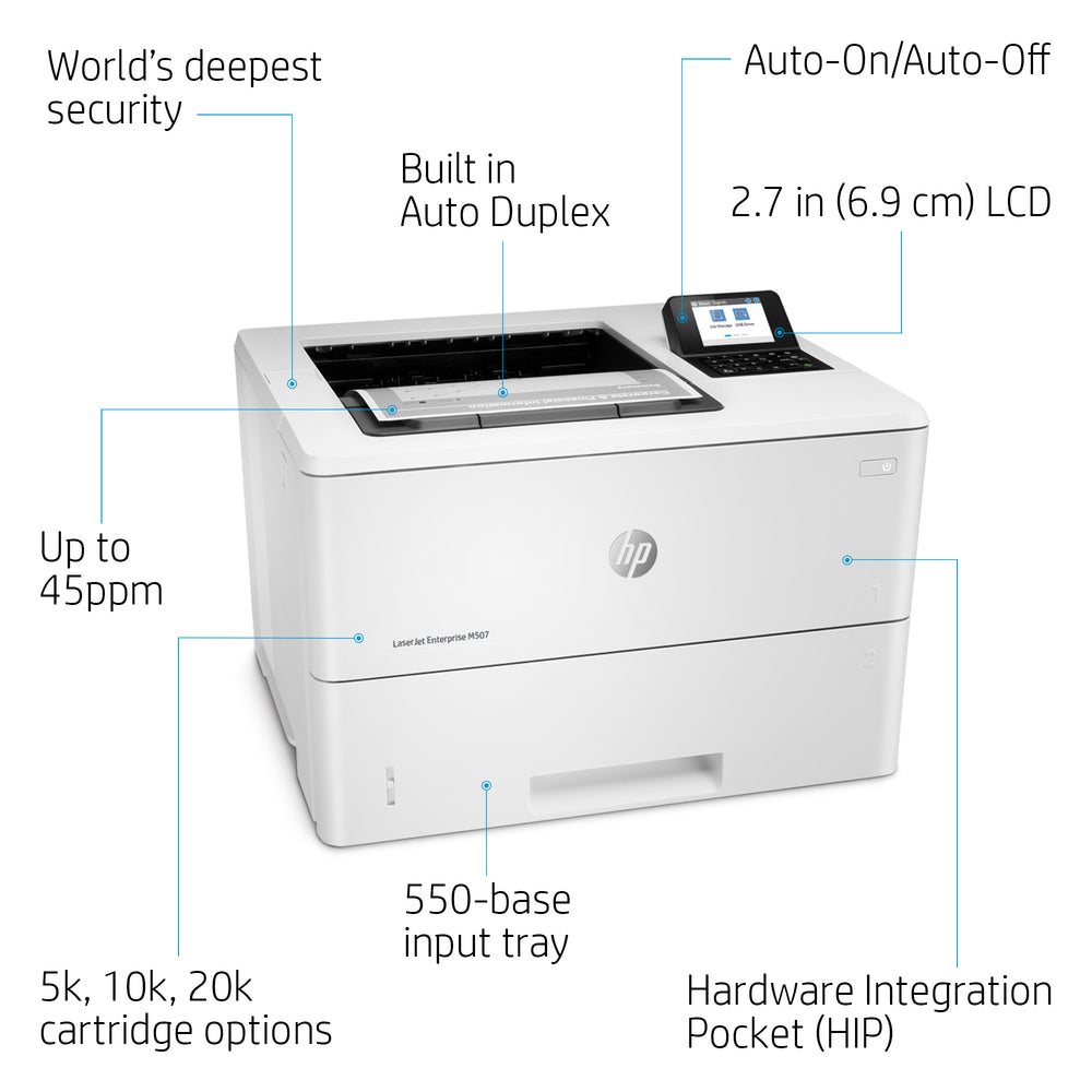 HP LaserJet M507dn Laser Printer - Duplex, Network Enabled