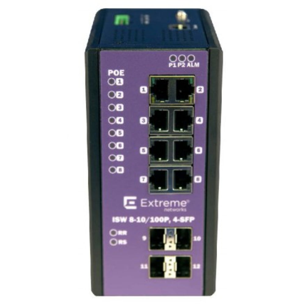 Extreme Networks Inc 16802 8-Port PoE+ 10/100 4-Port SFP Switch Industrial Ethernet Image 1