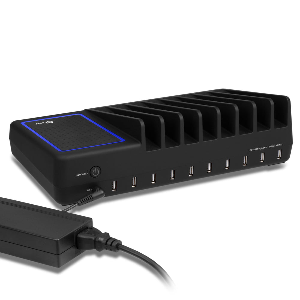 Siig Inc. AC-PW1314-S1 10-Port USB Charging Station with Ambient Light Deck