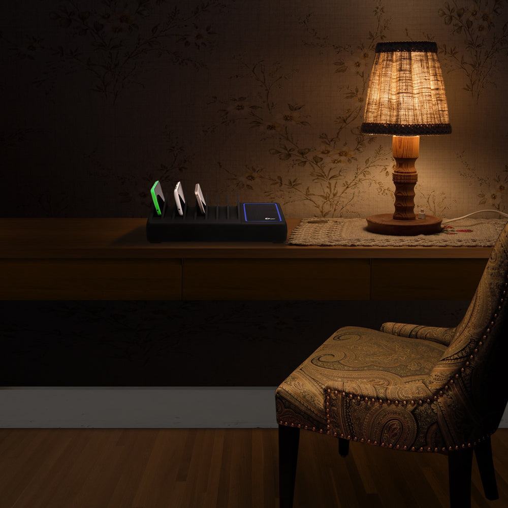 Siig Inc. AC-PW1314-S1 10-Port USB Charging Station with Ambient Light Deck