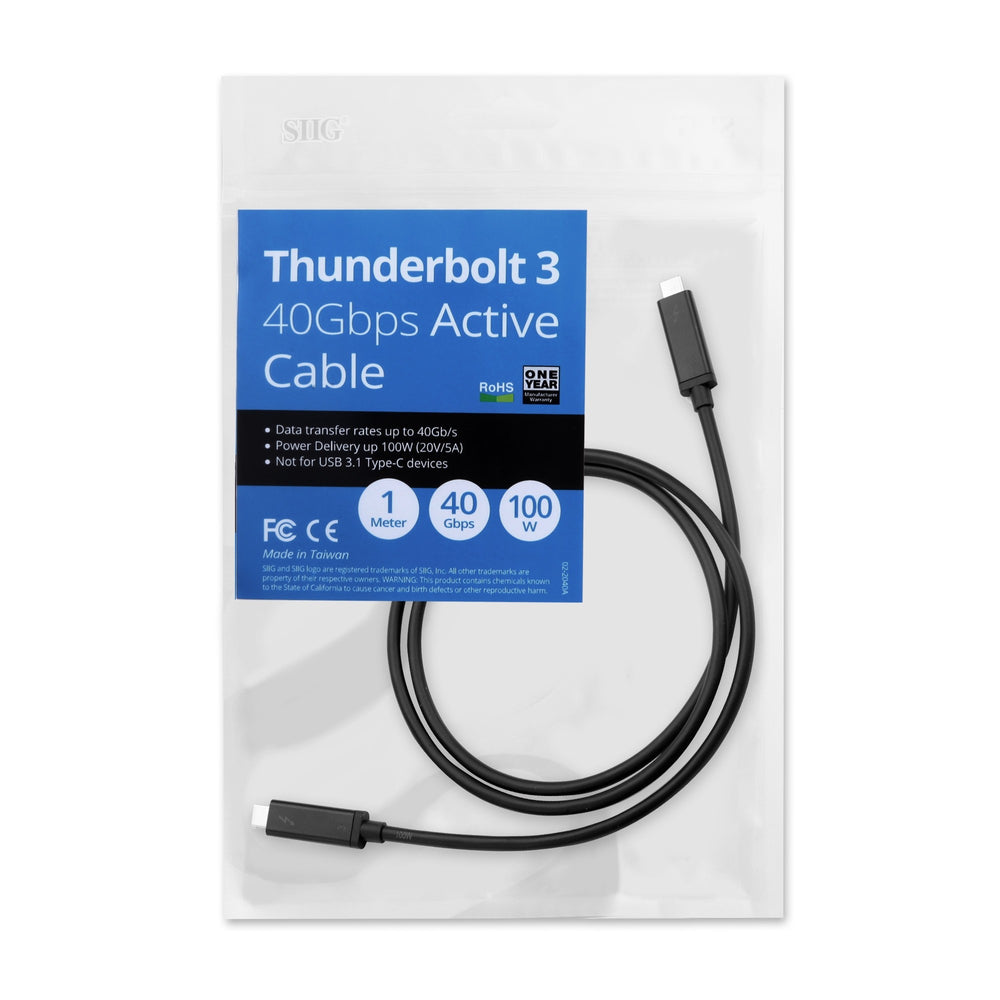 Siig CB-TB0011-S1 Thunderbolt 3 Cable 39.4" Black 40 Gbit/s