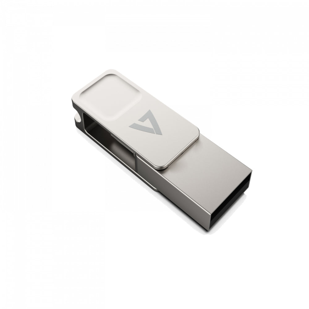 V7 Memory Vf364Gtc Usb A Flash Drive Type-C 64Gb 3.2 Gen1 Silver