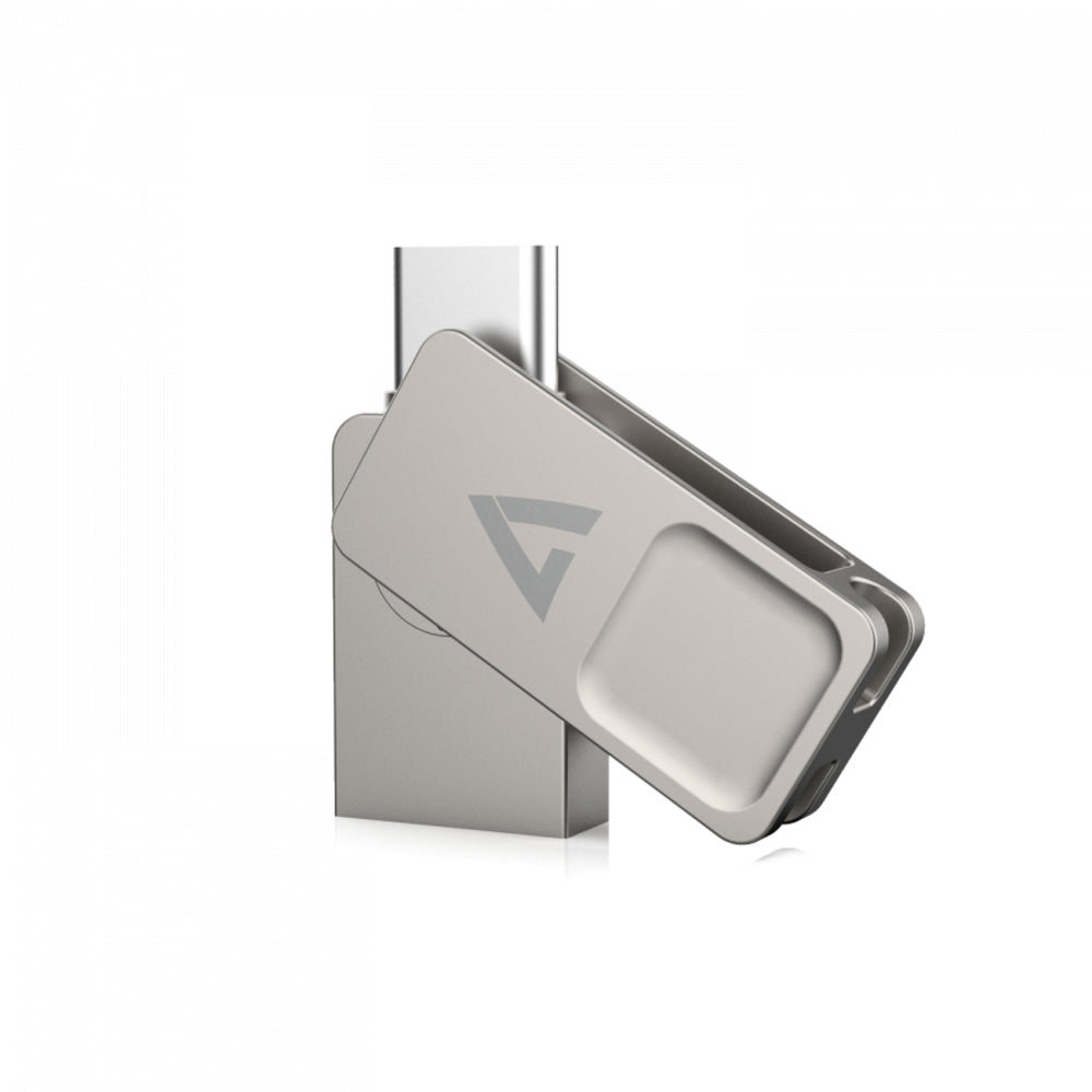V7 Memory Vf364Gtc Usb A Flash Drive Type-C 64Gb 3.2 Gen1 Silver