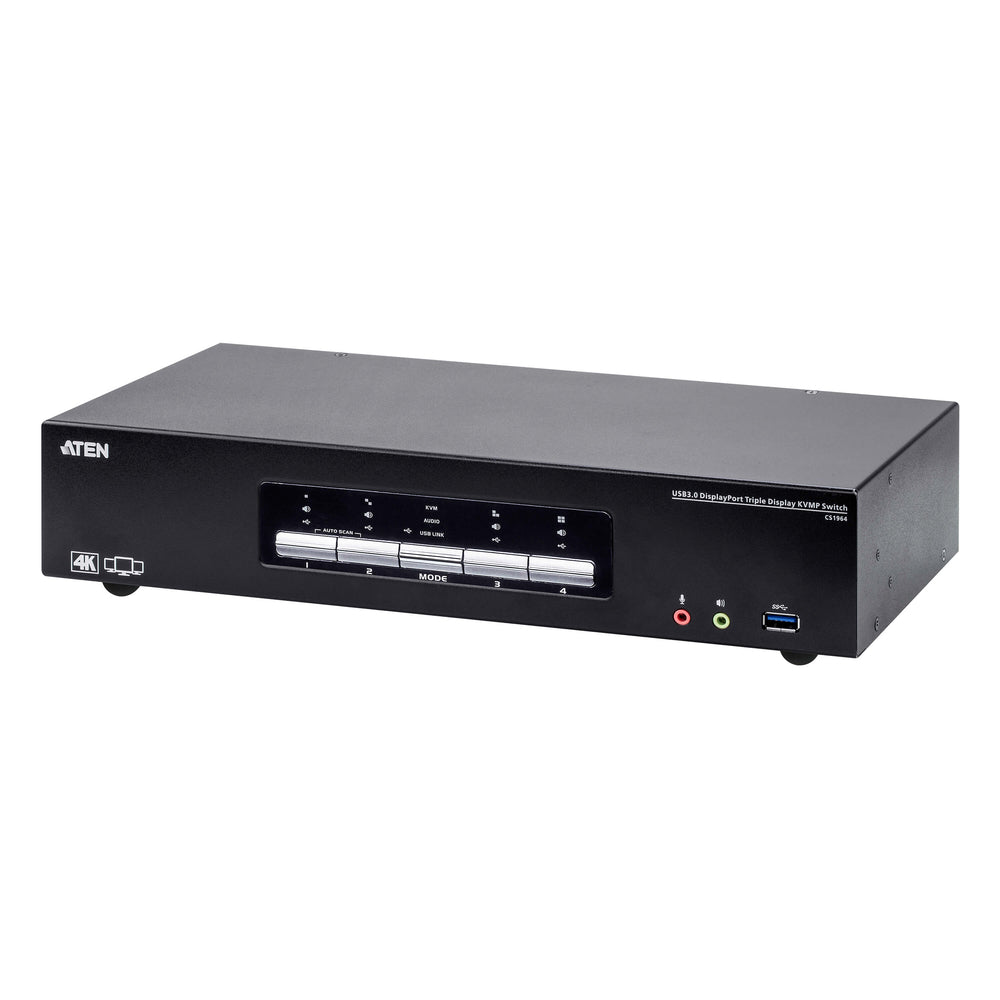 Aten Cs1964 4-Port Usb3.0 4K Displayport Triple Display Kvmp Switch Image 1