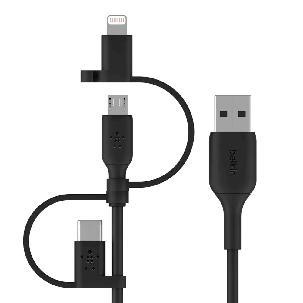 Belkin CAC001BT1MBK Universal Cable mUSB to LTG/USBC 1M Blk 03 - Retail Box Image 1