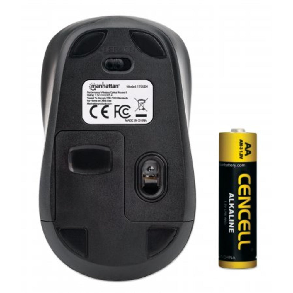 Manhattan 179904 Wireless Optical Mouse II - Ambidextrous RF 1600 DPI