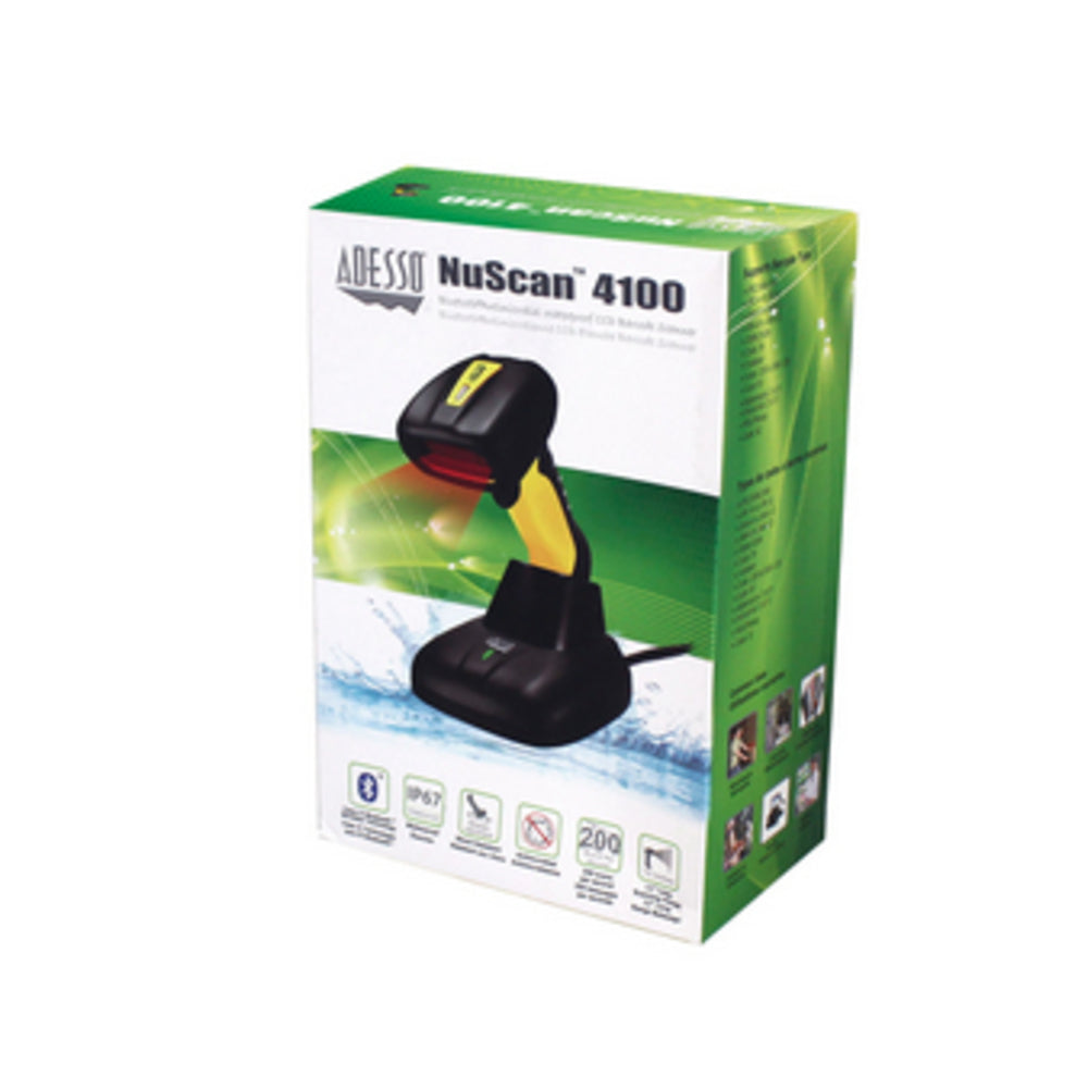 Adesso NUSCAN 4100B Scanner Wireless Bluetooth Antimicrobial Waterproof Retail