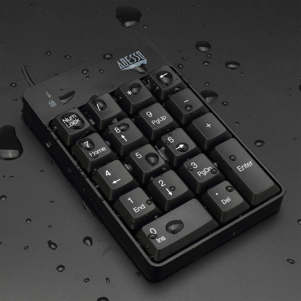 Adesso AKB-601UB Numeric Keypad USB Hub - Compact, Spill Resistant