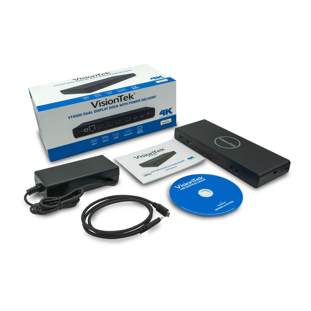 Visiontek VT4500 USB/USB-C Docking Station Dual 4K Monitors