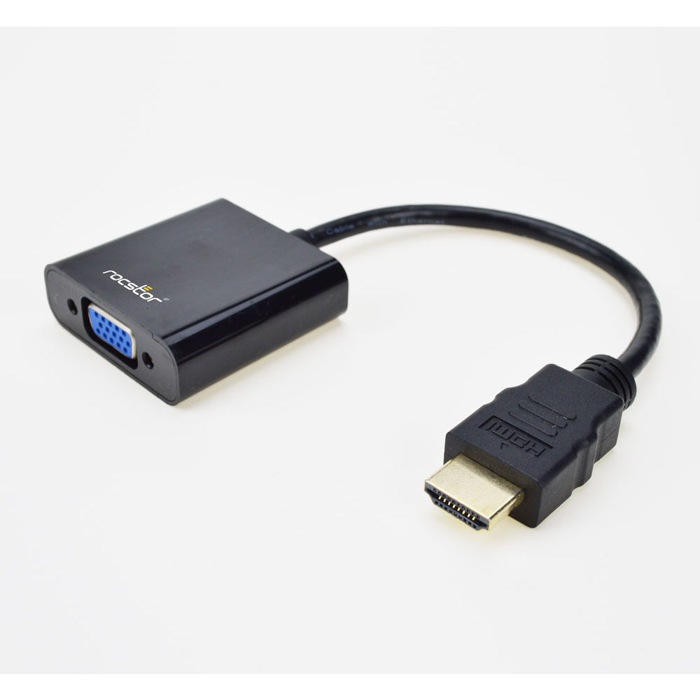 Rocstor Y10A187-B1 HDMI to VGA M/F 3.5mm Audio Cable Adapter - Black Image 1