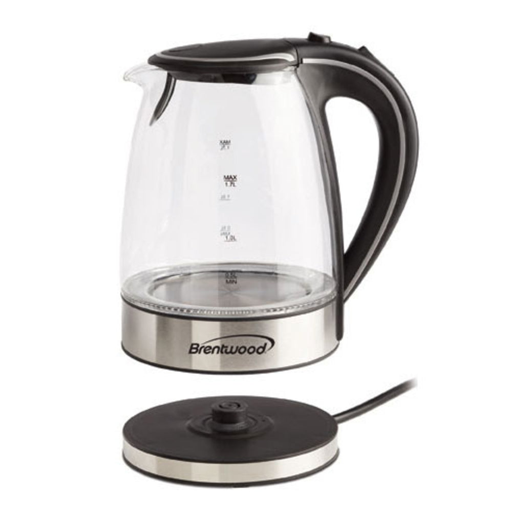 Brentwood KT-1900BK 1.7L Glass Tea Kettle Black LED Indicator