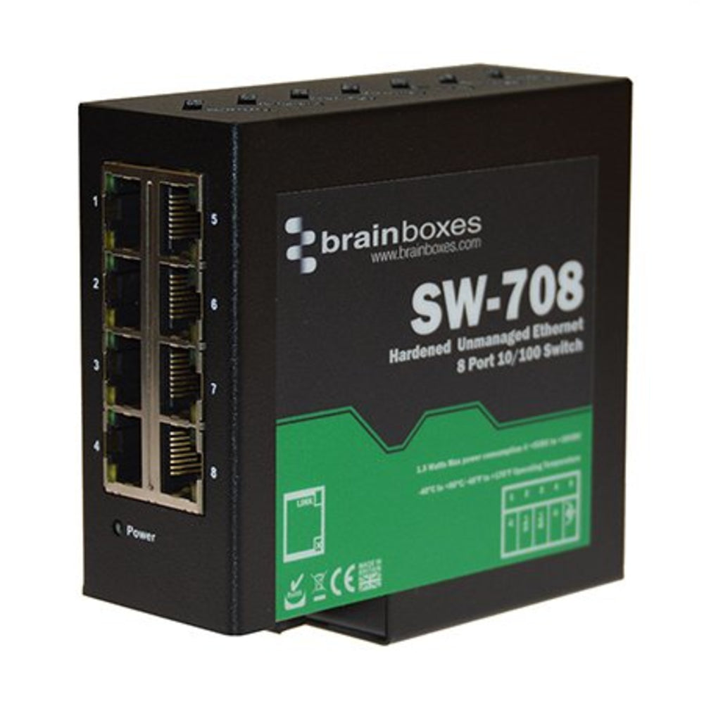 Brainboxes Sw-708 Hardened 8Port Ethernet Switch Temperature Range Of -40F To Image 1