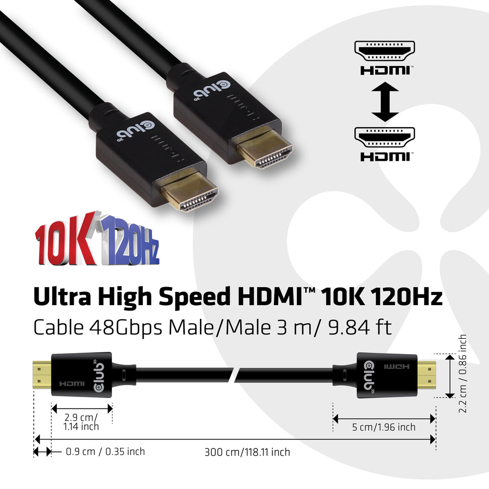 Club 3D Cac-1373 3M Hdmi 2.1 Cable Ultra High Speed Image 1
