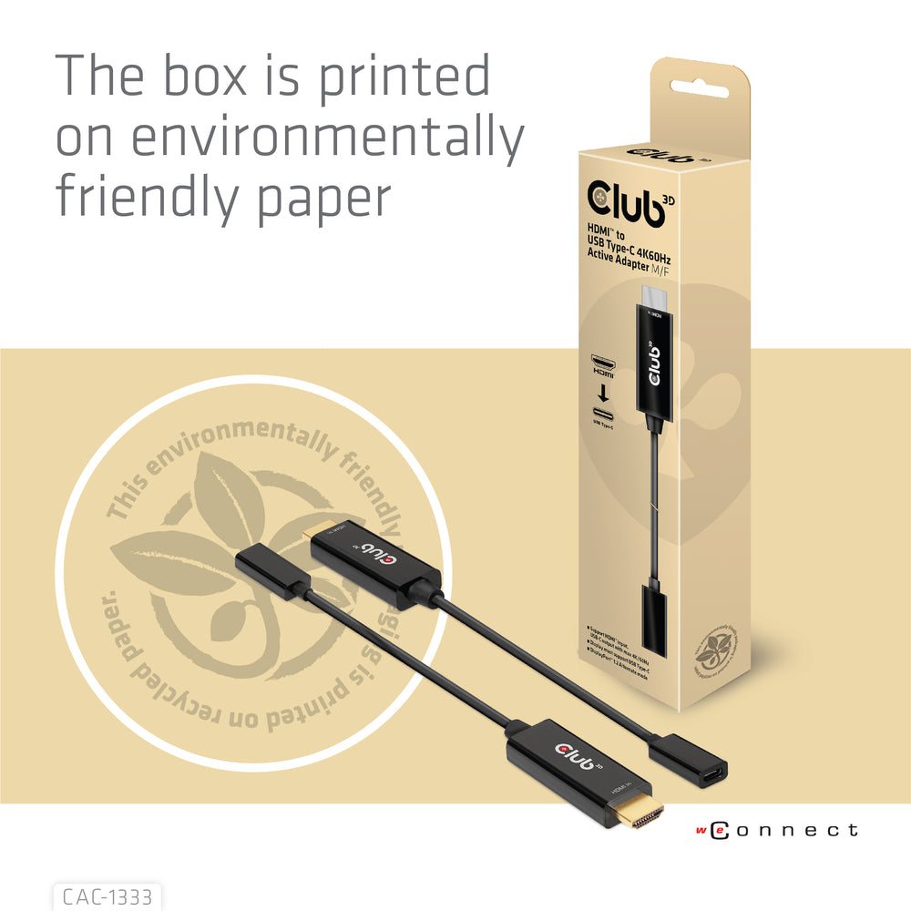 Club 3D Cac-1333 Hdmi To Usb-C 4K60Hz Adapter Active M/F Support Dp1.2