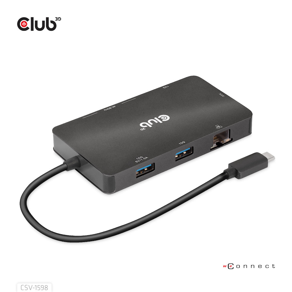 Club 3D Csv-1598 USB Gen2 Type-C 2X DisplayPort 4K60Hz Portable Dock Image 1