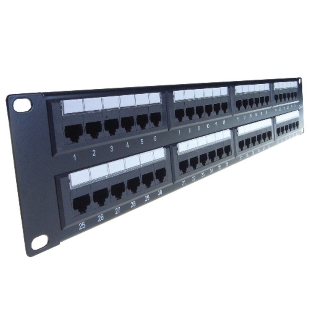 4Xem 4Xrmc6Pp48 48Port Cat6 Cat5 Patch Panel 2U Rackmount 568B 110 Punchdown Image 1