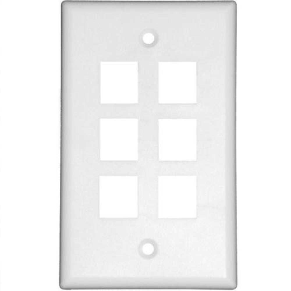 4Xem 4Xfp06Kywh 6Port White Keystone Wall Plate Cat5 Cat6 Hdmi Usb Displayport Image 1