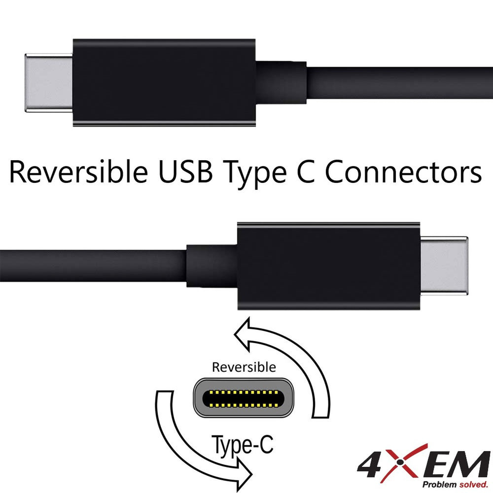 4Xem 4Xusbcc31G23 3Ft/1M Usb-C To Cable M/M Usb 3.1 Gen 2 10Gbps Black
