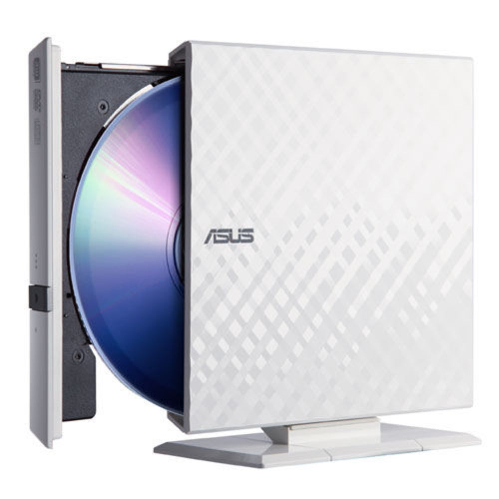 Asus Sdrw-08D2S-U/Wht/G/As 8X Usb2.0 Dvd+/-Rw Slim External Writer White Retail