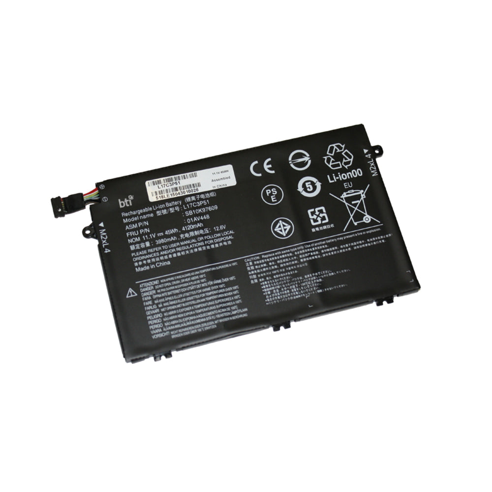 Battery Technology Inc. L17C3P51-Bti Lenovo Batt 11.1V 3-Cells 45Wh Bti Rpl Image 1