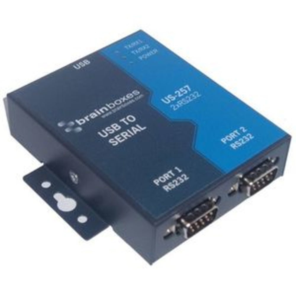 Brainboxes US-257 2-Port DB9 SER USB RS232 1MBd Industrial Casing Desktop Image 1