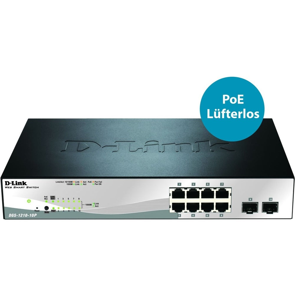 D-Link DGS-1210-10P Network Smart 8-Port Gigabit PoE Switch 2 Combo SFP Retail Image 1