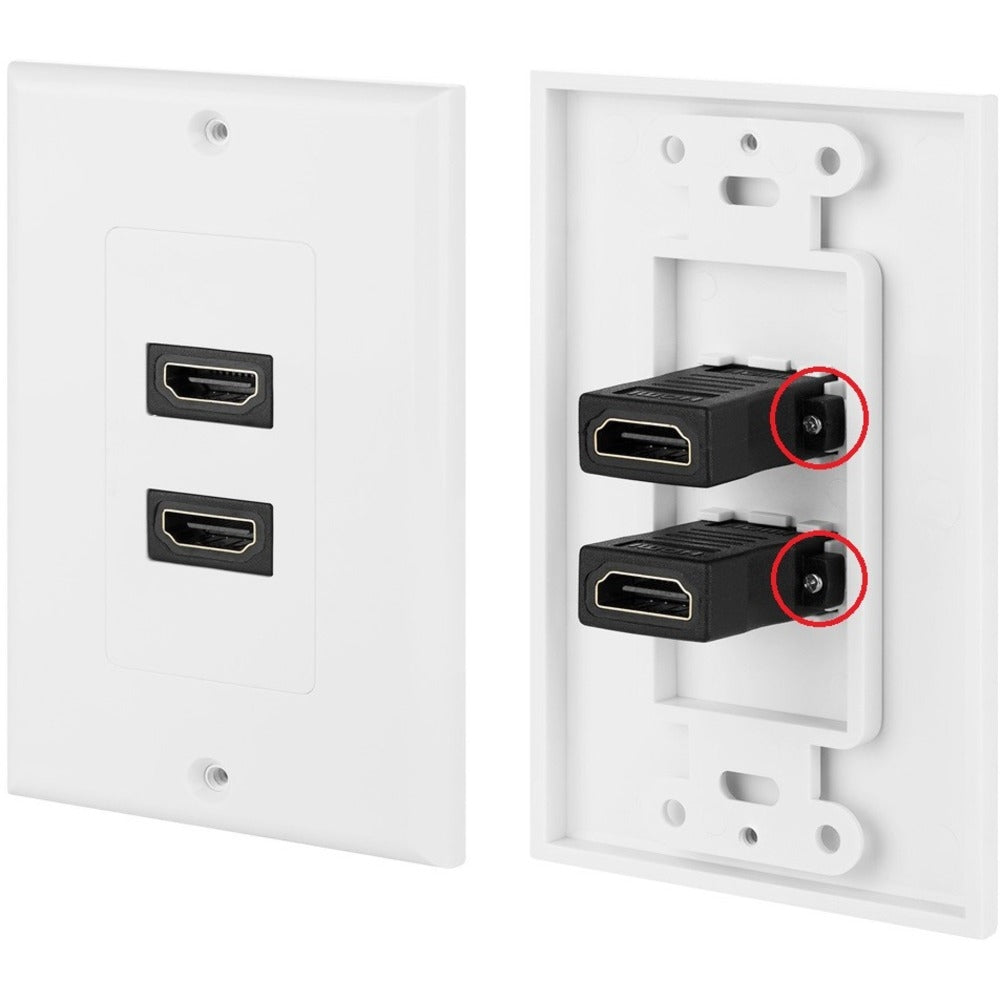 4Xem 4Xwallhdmi2 2Port Dual Outlet Decora Hdmi Female Wall Plate White Image 1