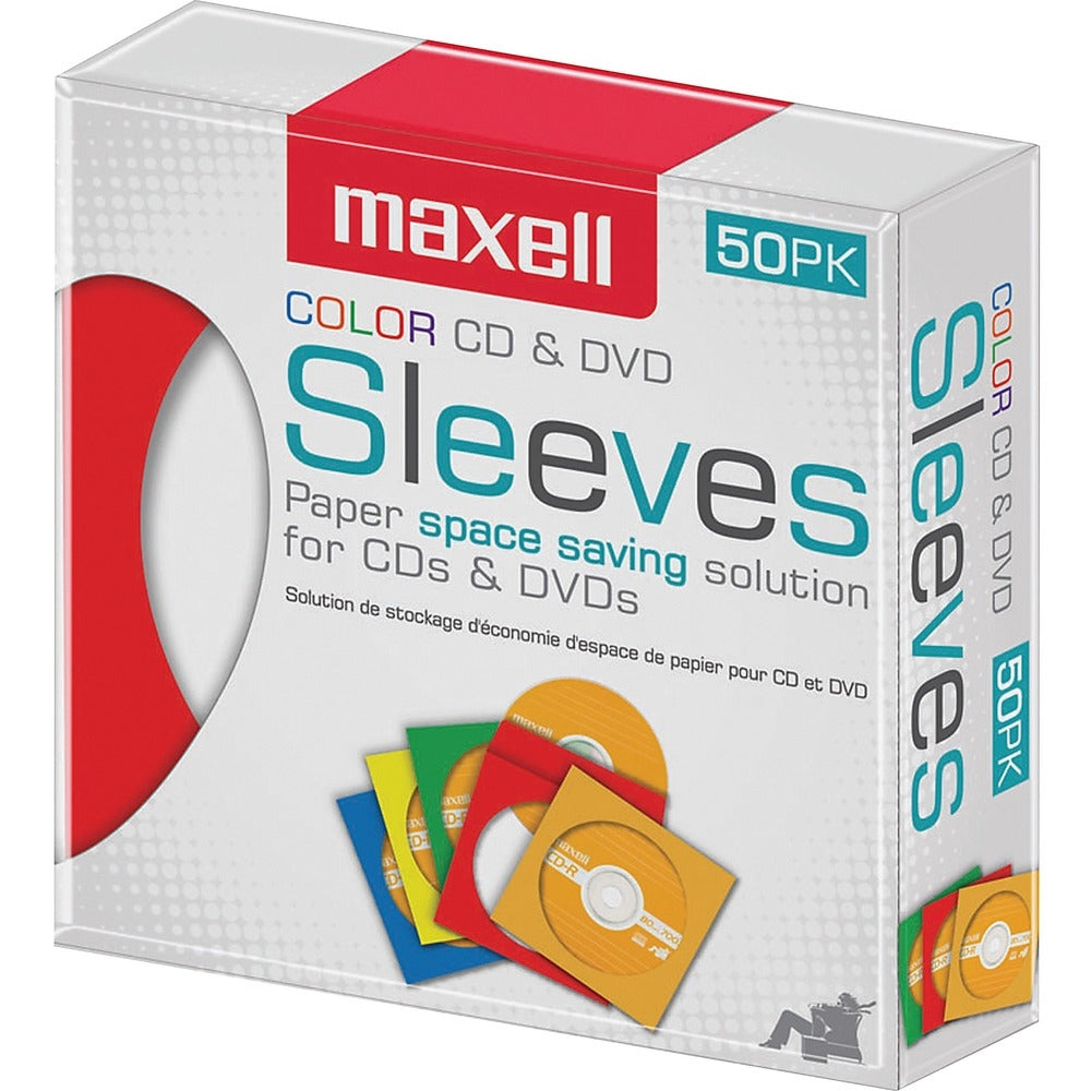 Maxell 190134 CD-401 CD/DVD Sleeve Multi-color 50pk Image 1
