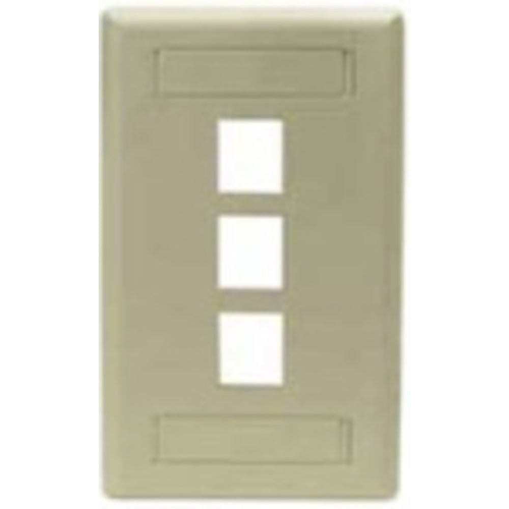 Hubbell IFP13EI Single-Gang Face Plate 3-Port Ivory Image 1