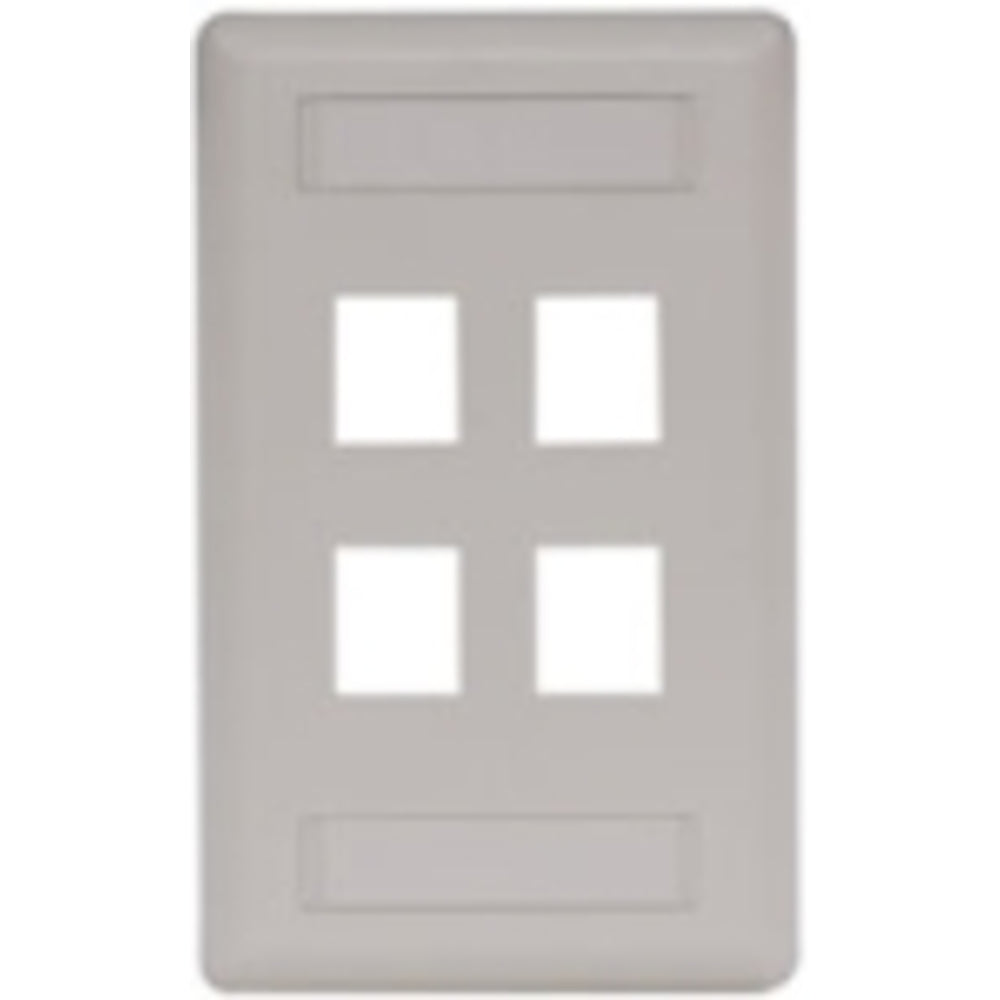 Hubbell IFP14OW Face Plate - 4 Port Single Gang Office White Image 1