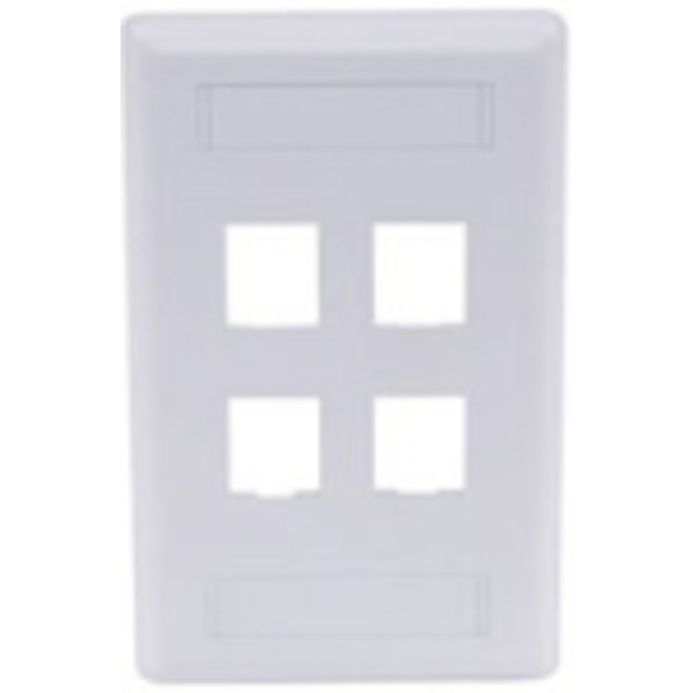 Hubbell IFP14W Single Gang Face Plate - 4 Port, White Image 1