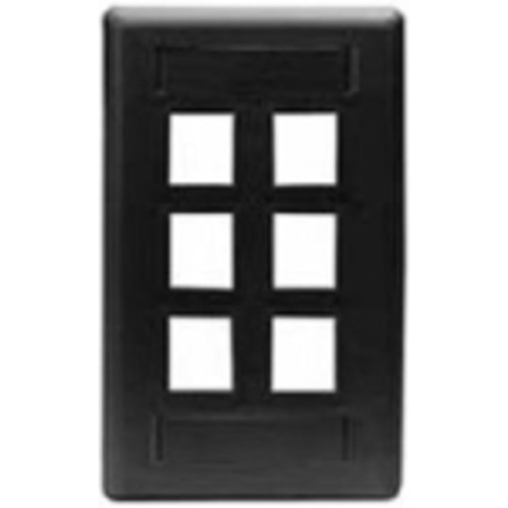 Hubbell IFP16BK Face Plate - 6 Port Single Gang Black Image 1