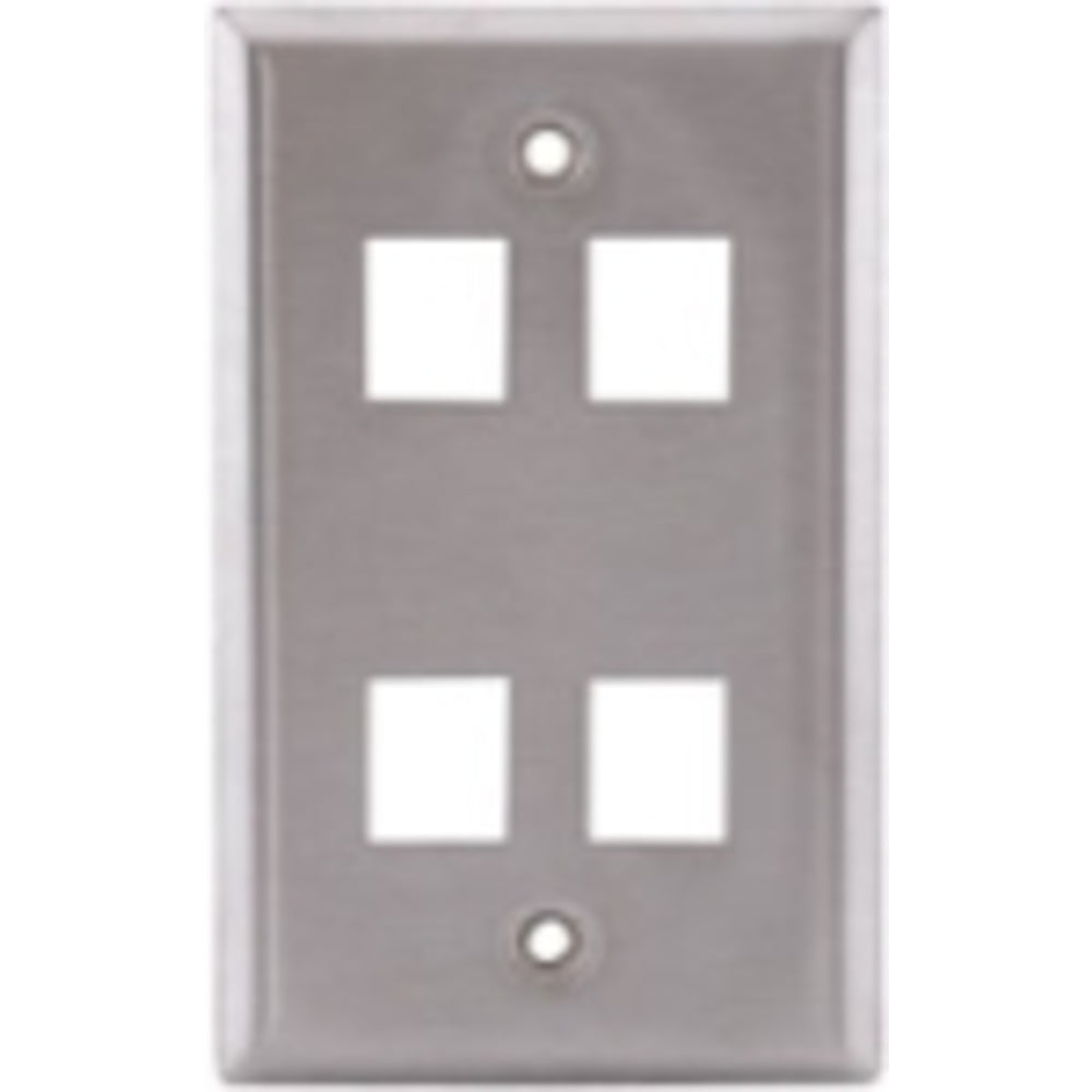 Hubbell SSF14 1 Gang 4 Port Stainless Steel Face Plate Image 1