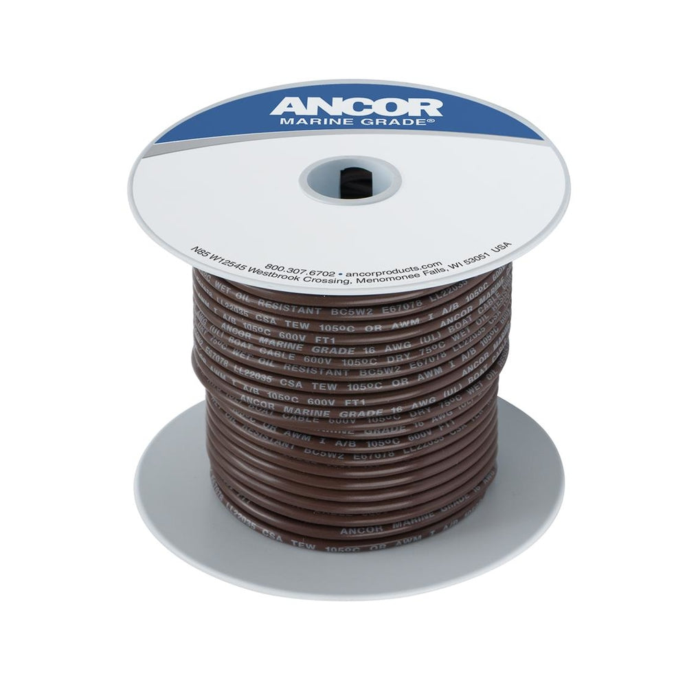 16 AWG Tinned Copper Wire - 100ft Brown Ancor 102210 Image 1