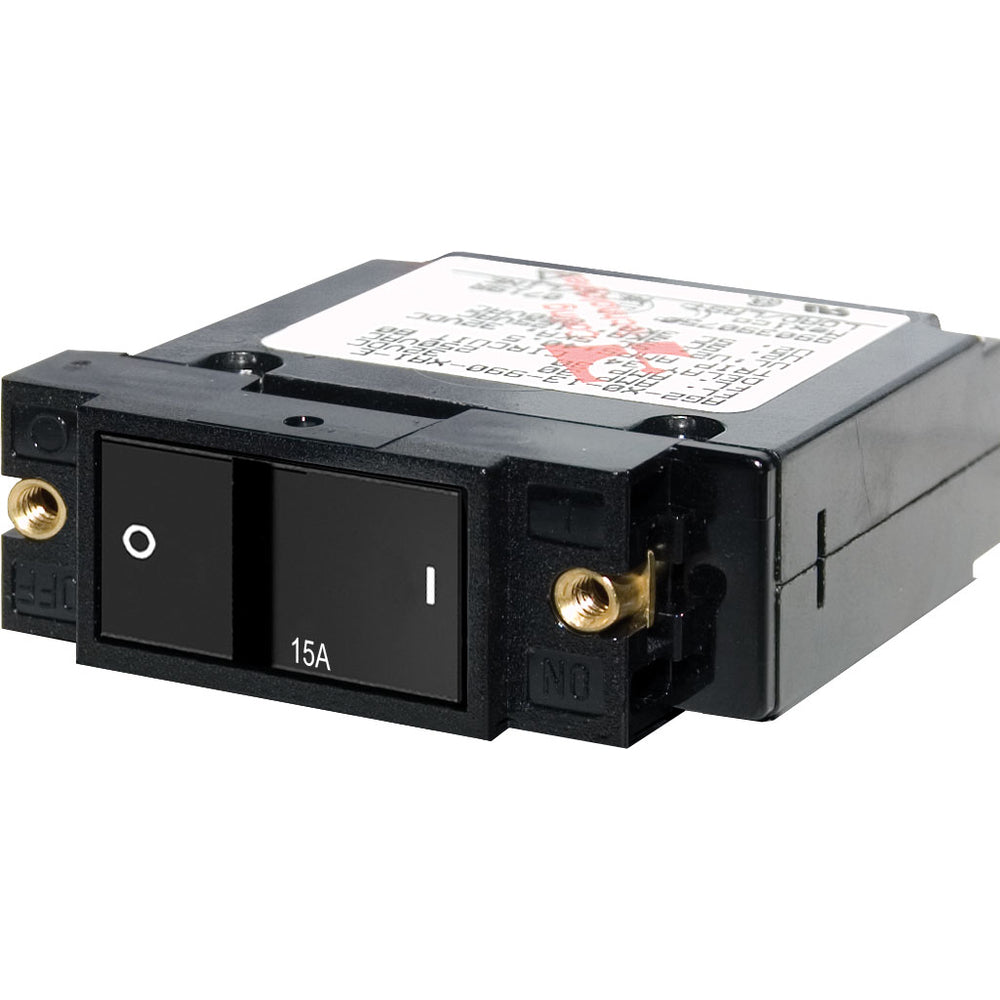 Blue Sea Systems 7403 Circuit Breaker 15 Amp - Single Pole Small Case 2" Flat Rocker Image 1