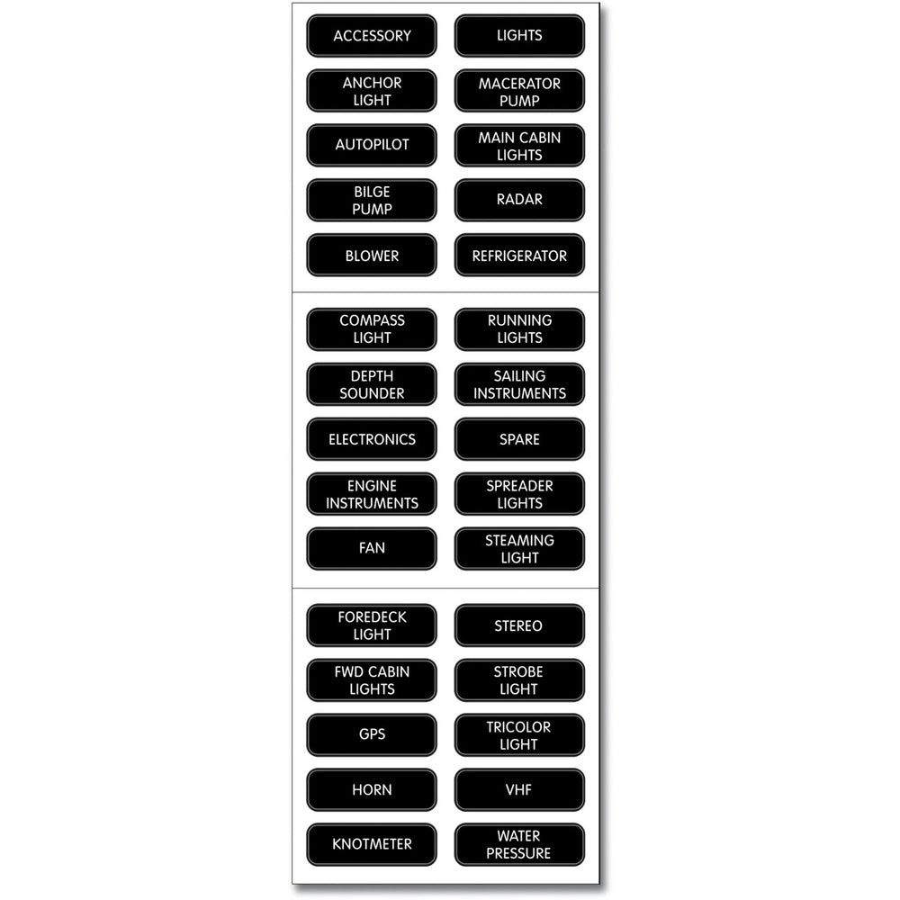 Blue Sea Systems 8030 Label Kit Dc Panel 30 Large Format Image 1