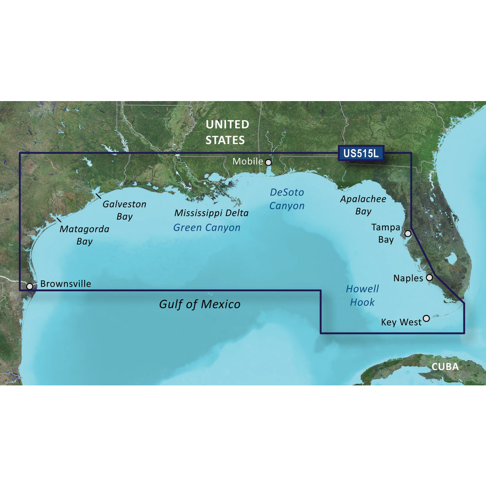 Garmin 010-C0744-00 Bluechart G3 Vision HD VUS515L Brownsville Key Largo - Marine Navigation Map Image 1